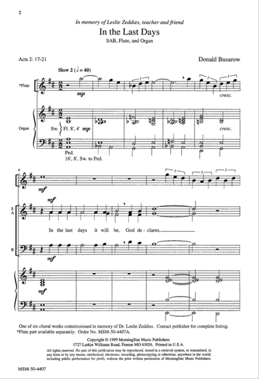 In the Last Days In the Last Days 3-Part scores gallery preview page 2