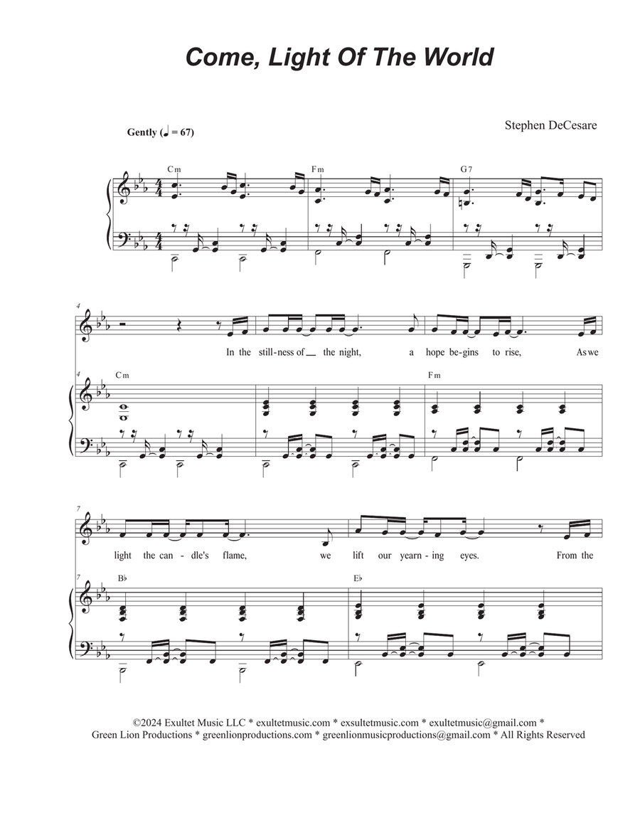 Come, Light Of The World (Vocal solo - Medium Key) Piano, Vocal scores gallery preview page 1