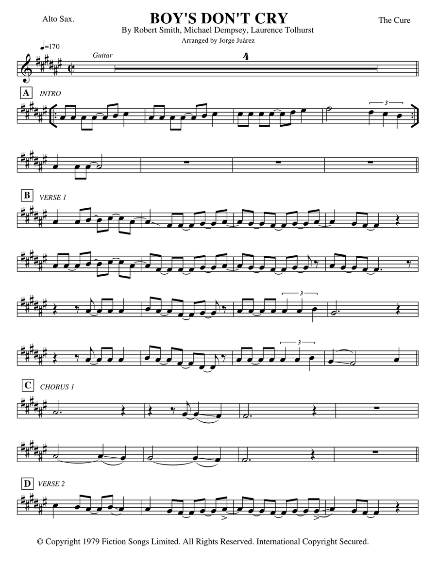Boys Don't Cry Alto Saxophone scores gallery preview page 1