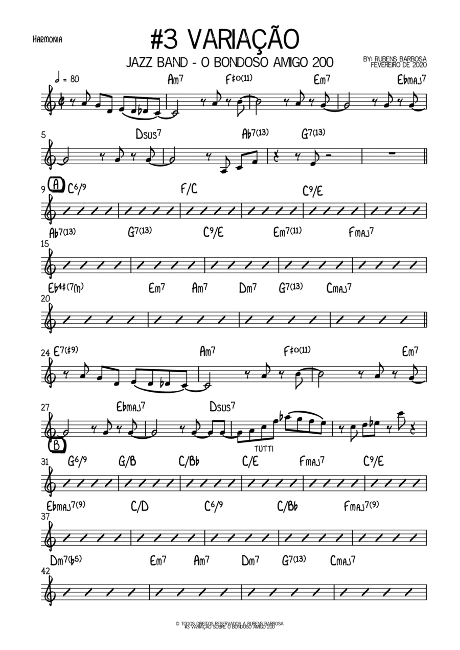 III Variação: Bondoso Amigo Piano scores gallery preview page 1