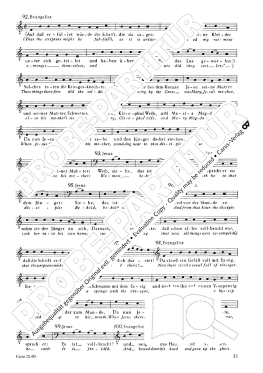 St. John Passion / The Passion of our Lord and Saviour Jesus Christ 4-Part scores gallery preview page 34