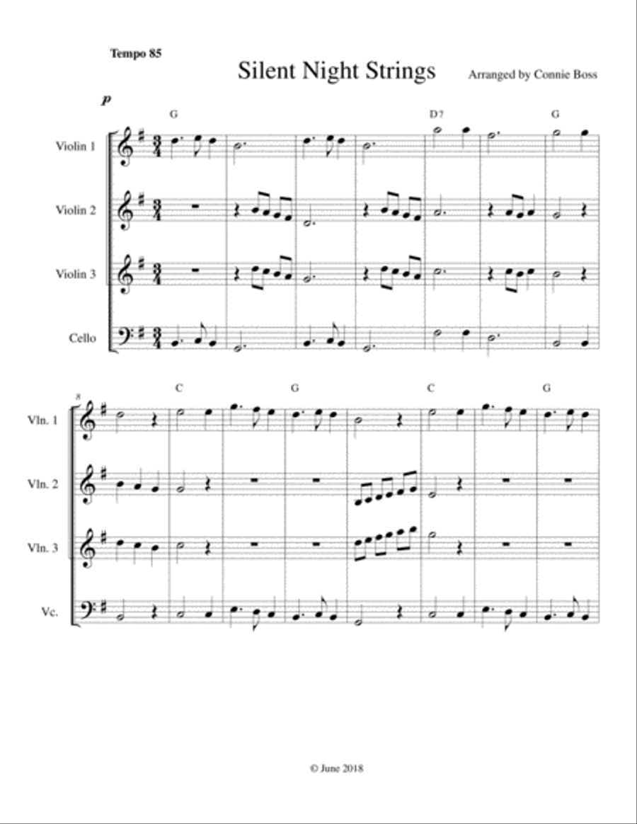 Silent Night - Strings String Duet scores gallery preview page 1
