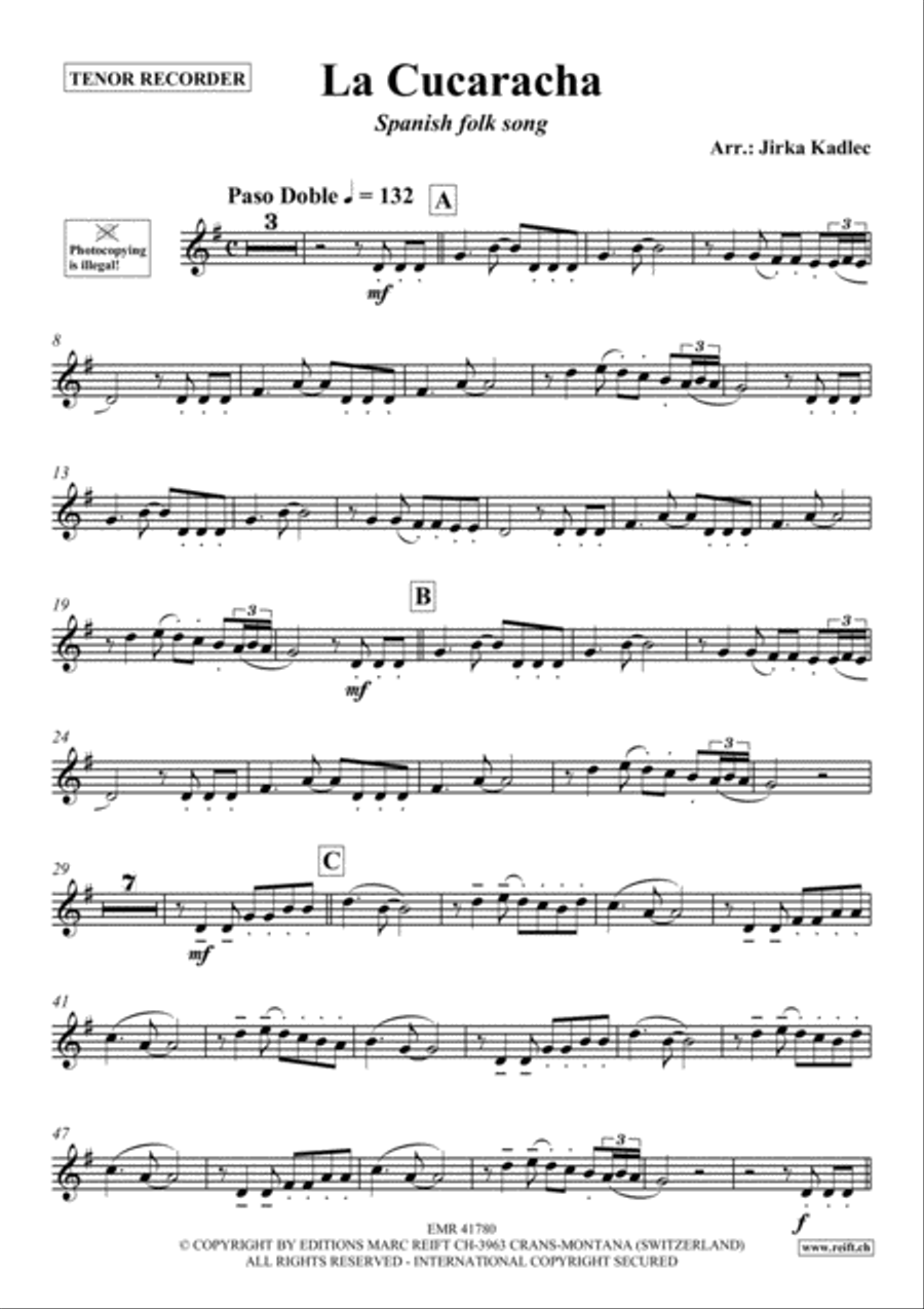 La Cucaracha Tenor Recorder scores gallery preview page 2