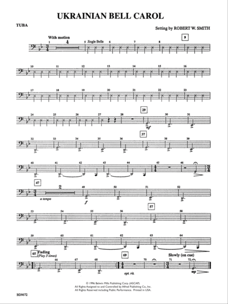 Ukrainian Bell Carol: Tuba Concert Band scores gallery preview page 1
