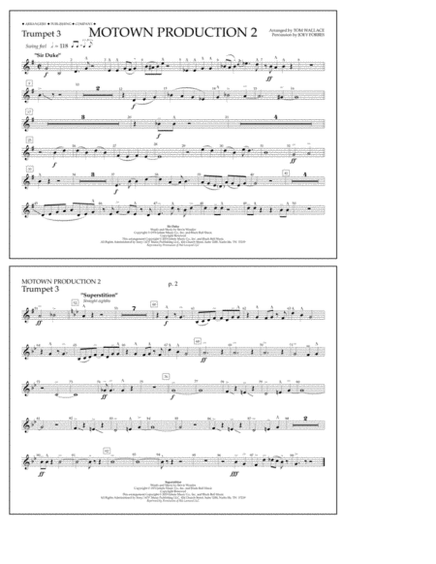 Motown Production 2 (arr. Tom Wallace) - Trumpet 3