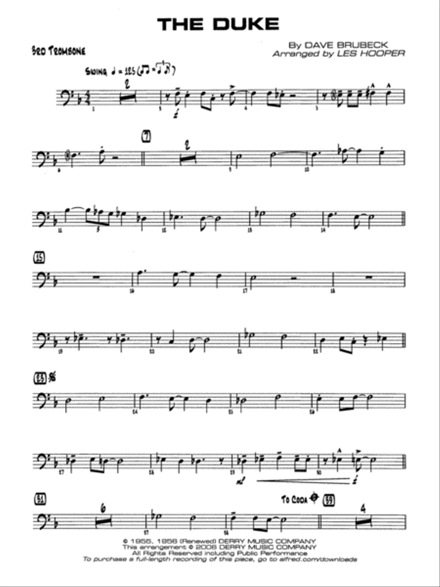 The Duke: 3rd Trombone Jazz Ensemble scores gallery preview page 1