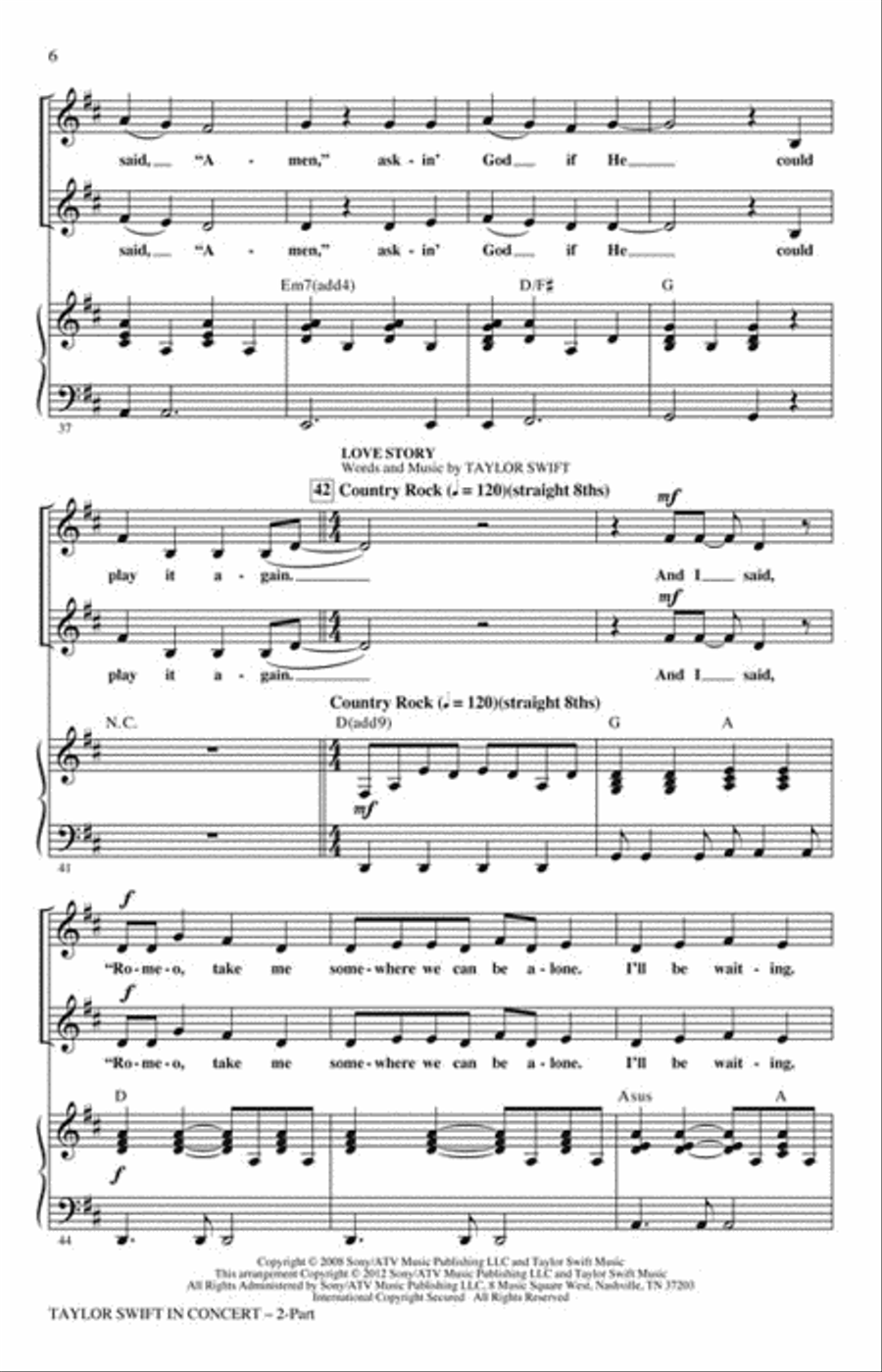 Taylor Swift in Concert 2-Part scores gallery preview page 3