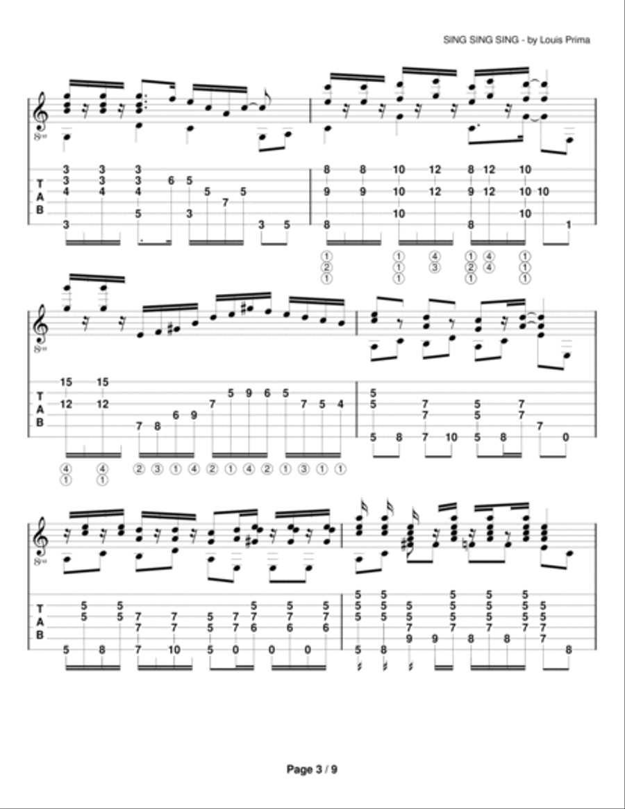 Sing, Sing, Sing Electric Guitar scores gallery preview page 3