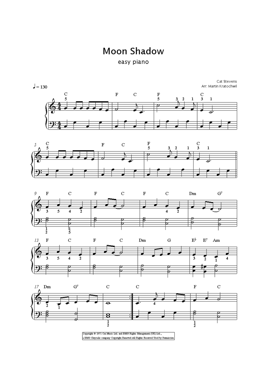 Moonshadow Moonshadow Easy Piano scores gallery preview page 1