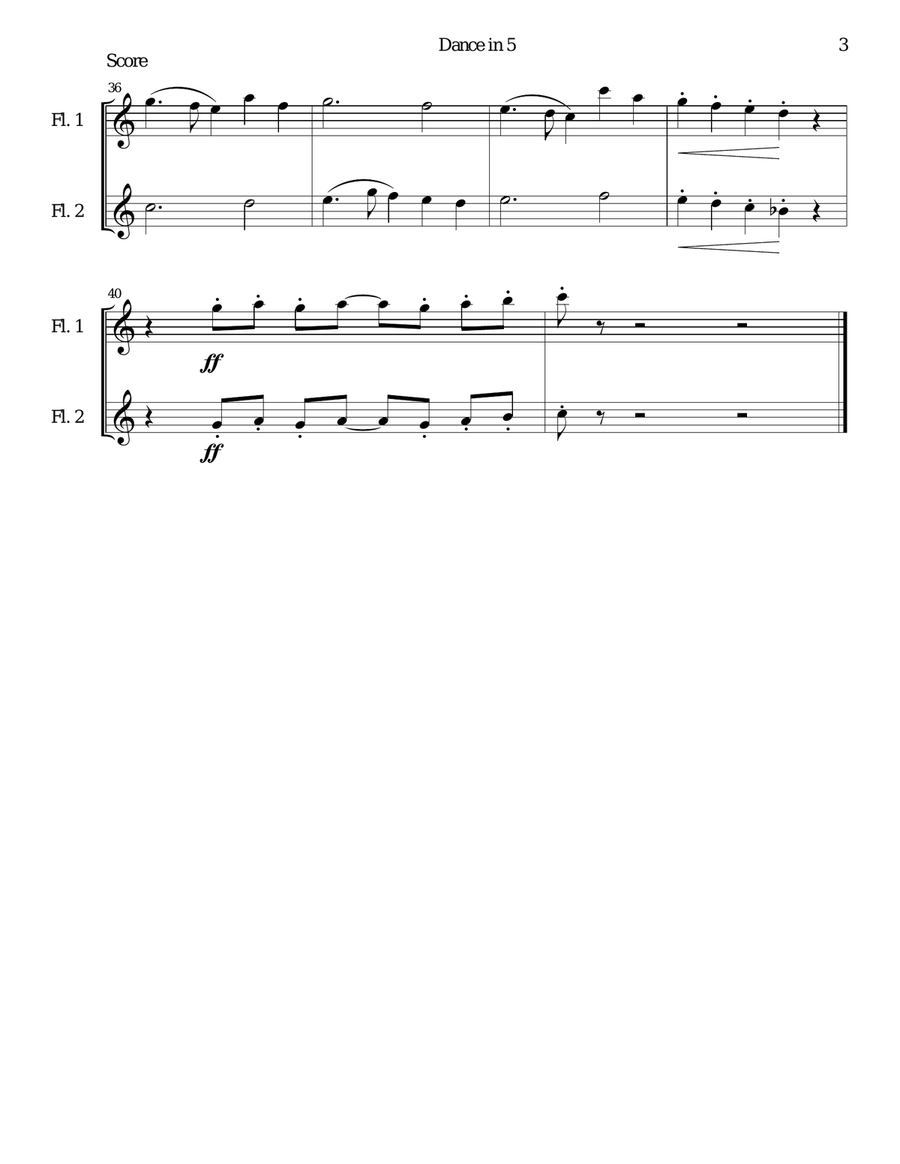 Dance in 5 for 2 flutes Flute Duet scores gallery preview page 3