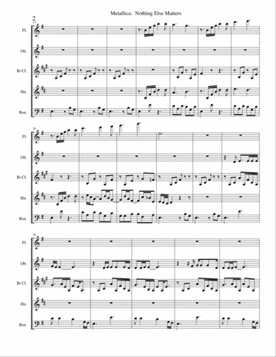 Nothing Else Matters Woodwind Quintet scores gallery preview page 2