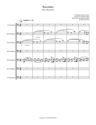 Book cover for Recordare (from "Requiem") (F) (Trombone Septet)