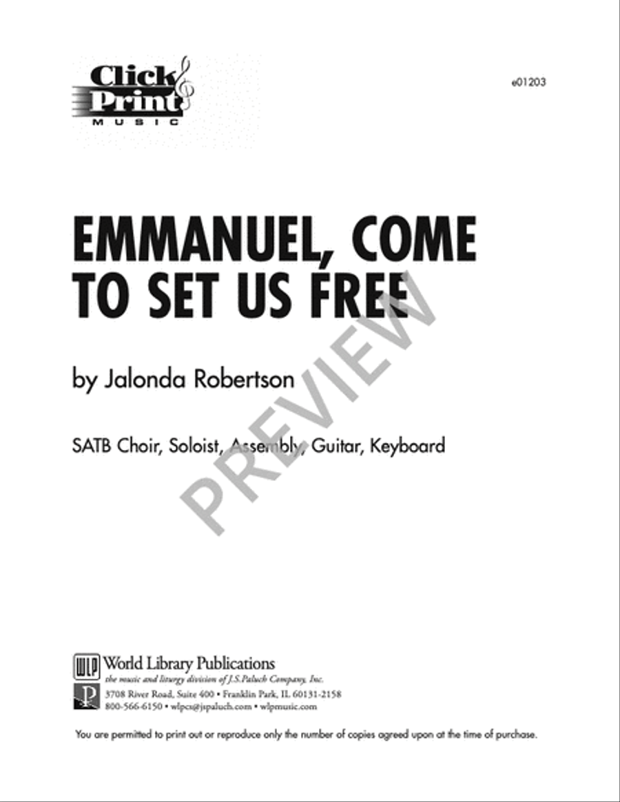 Emmanuel, Come to Set Us Free 4-Part scores gallery preview page 2