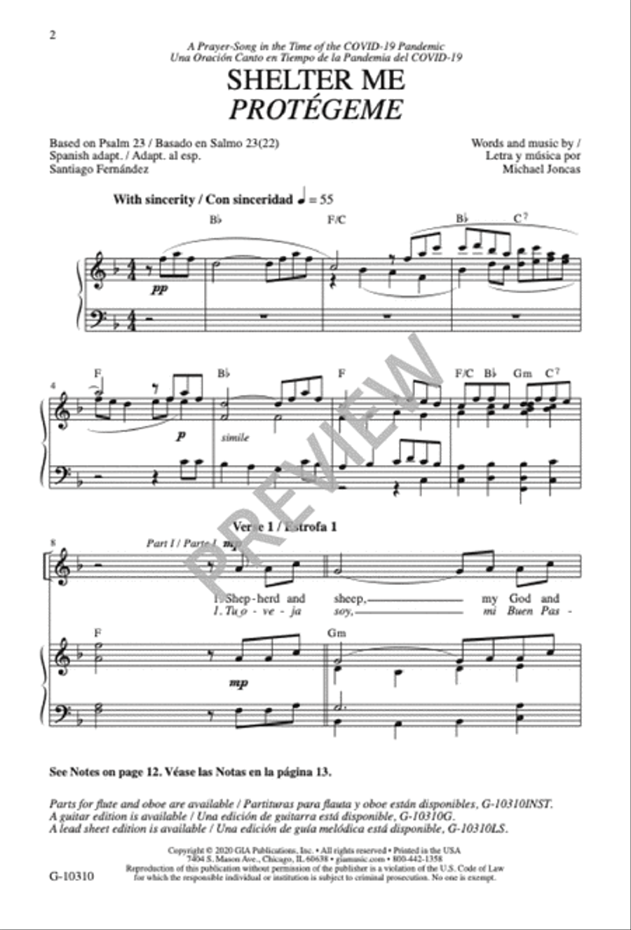 Shelter Me / Protégeme, Two-part edition 2-Part scores gallery preview page 3