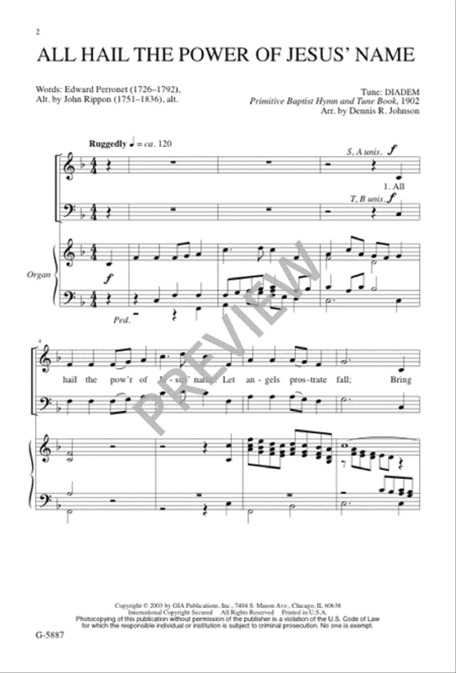 All Hail the Power of Jesus' Name 2-Part scores gallery preview page 3