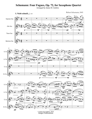 Book cover for Schumann: Four Fugues, Op. 72, for Saxophone Quartet