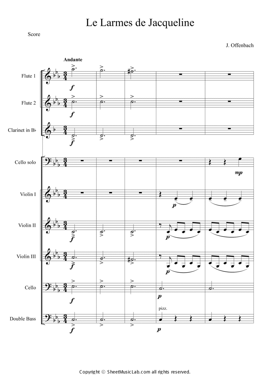 Jacqueline's Tears Orchestra scores gallery preview page 1