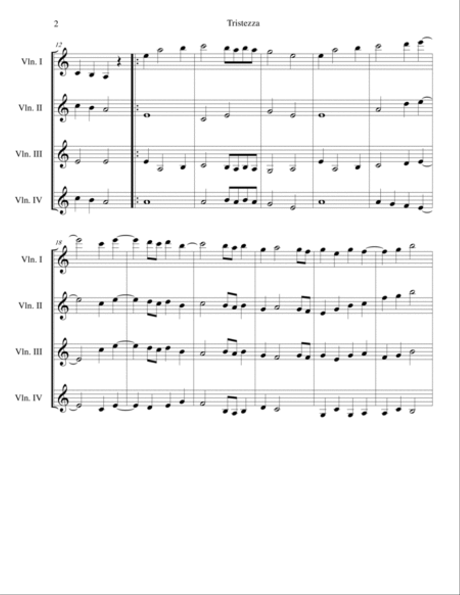 Tristezza String Quartet scores gallery preview page 2