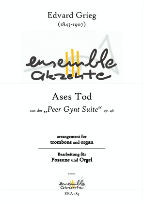 Book cover for Ases Death / Ases Tod from "Peer Gynt" op.46 - arrangement for trombone and organ