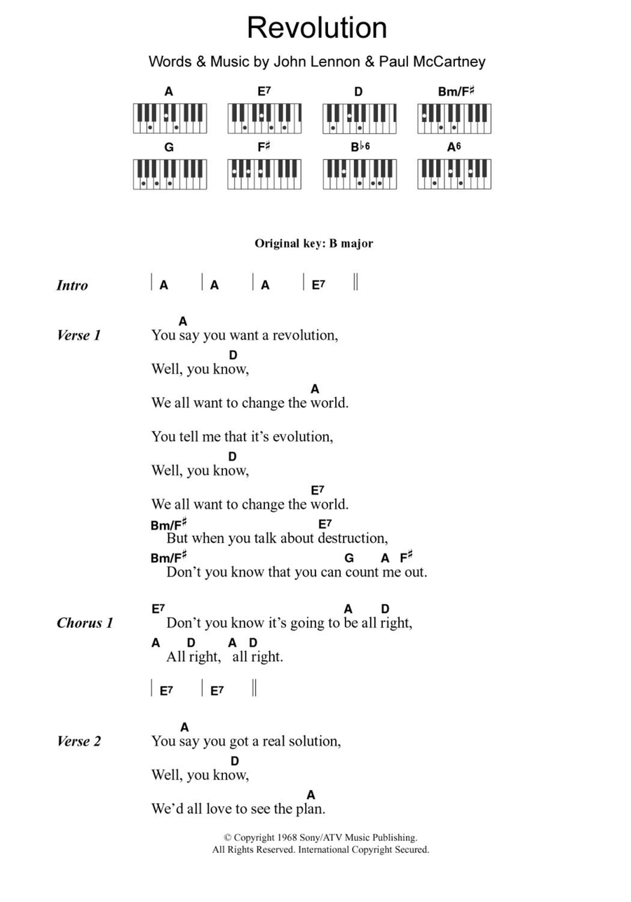Revolution Revolution Piano Solo scores gallery preview page 1