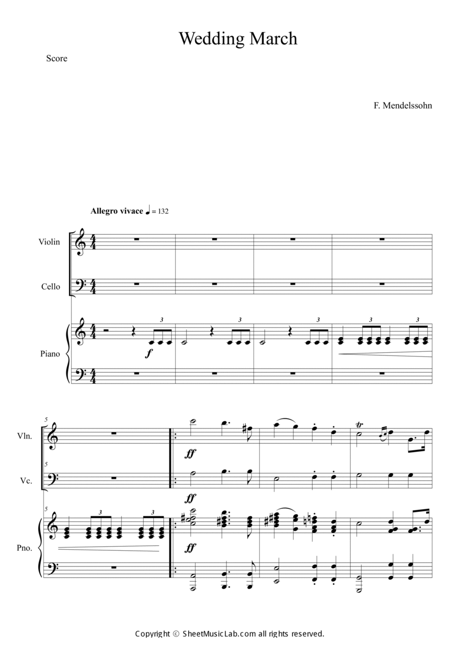 Wedding March Wedding March Piano Trio scores gallery preview page 1