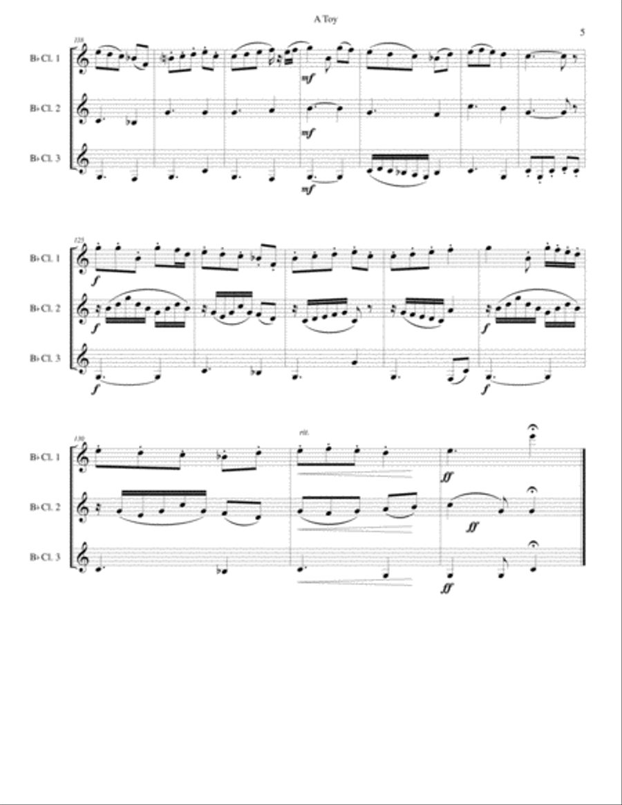 A Toy for clarinet trio (3 B flats) Clarinet Trio scores gallery preview page 5