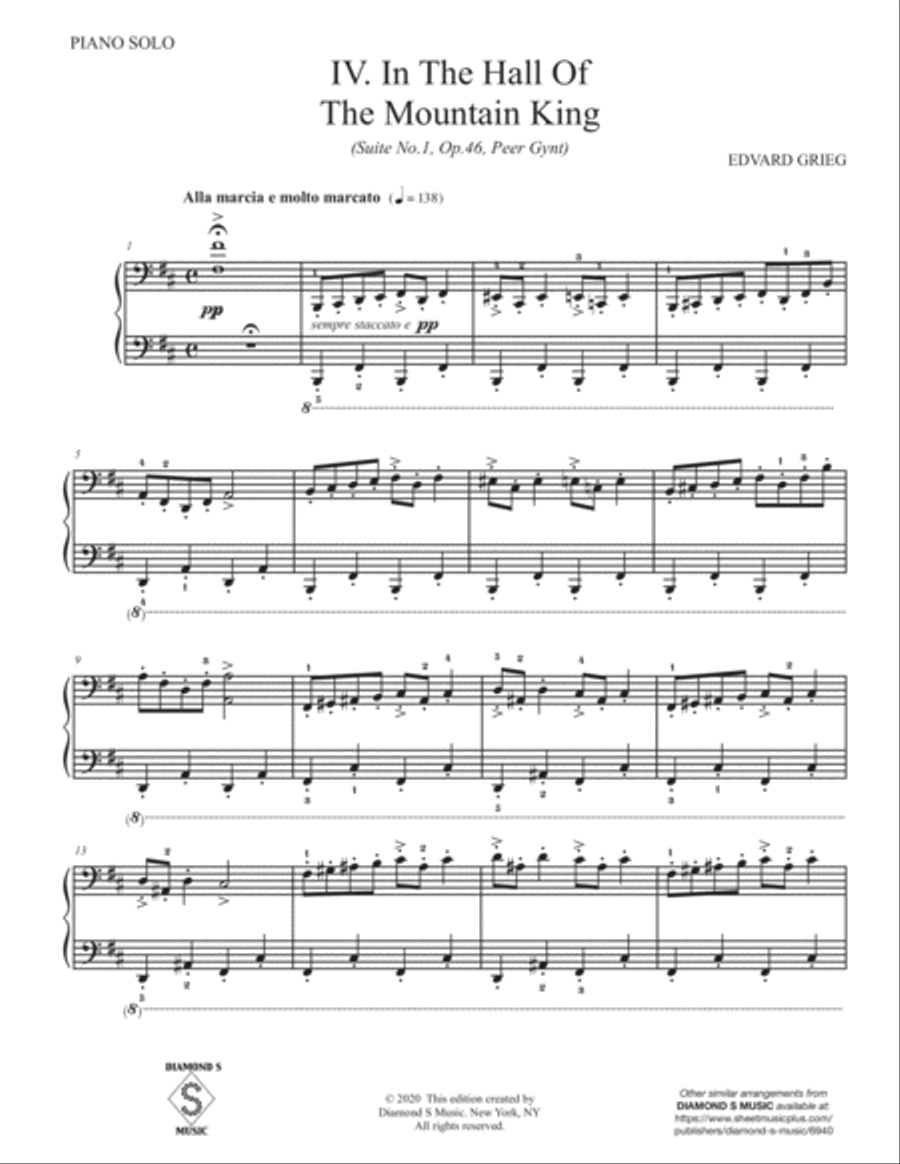 In the Hall of the Mountain King from Peer Gynt Suite No.1, Op. 46 - Edvard Grieg - Piano Solo Piano Solo scores gallery preview page 5