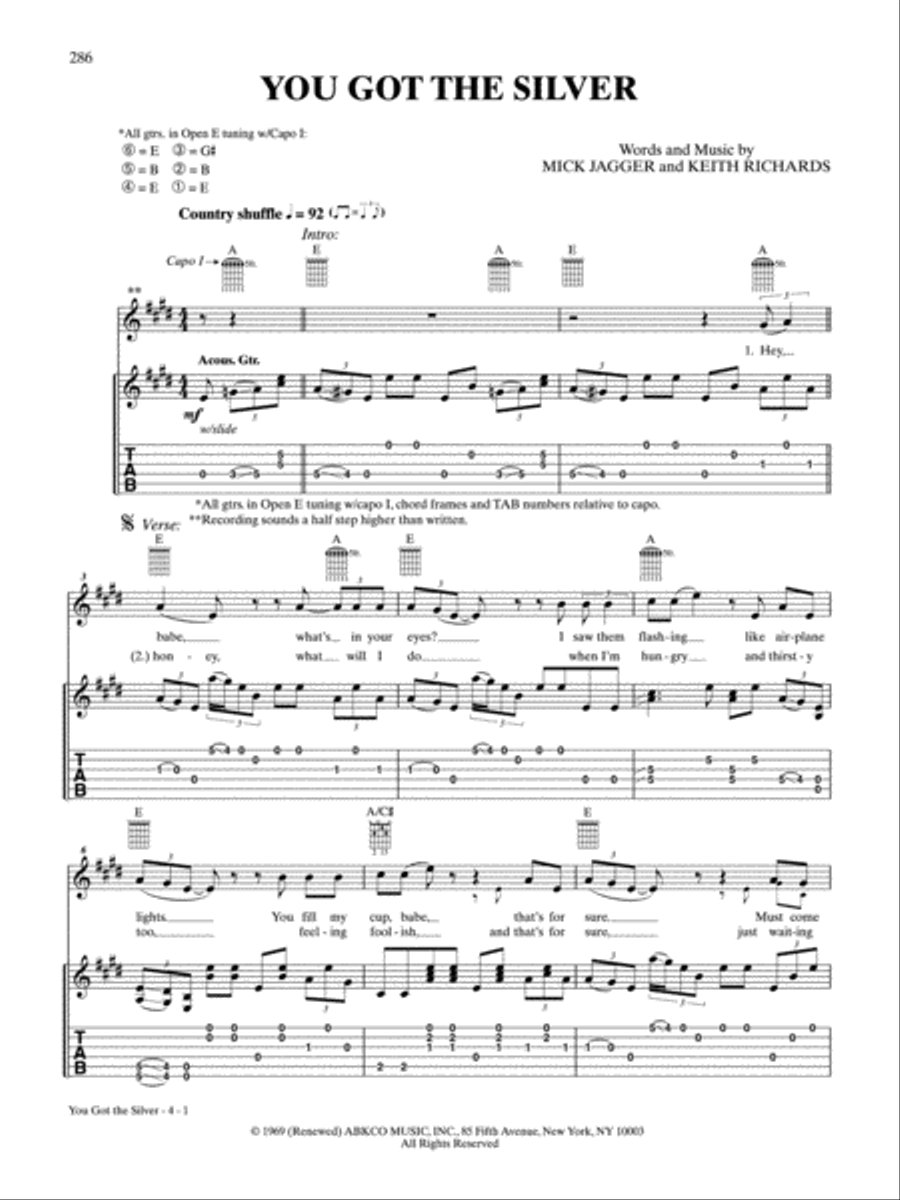 You Got the Silver You Got the Silver Guitar Tablature scores gallery preview page 1