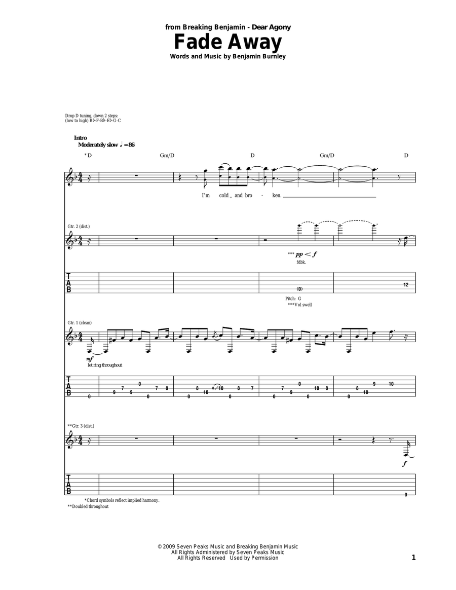 Fade Away Acoustic Guitar scores gallery preview page 1