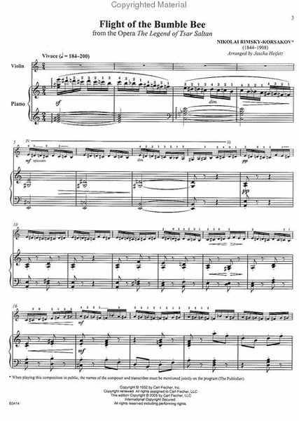 Flight of the Bumble Bee by Nikolay Andreyevich Rimsky-Korsakov Violin Solo - Sheet Music