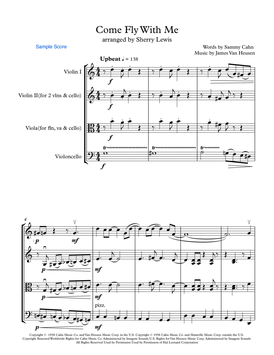 Come Fly With Me String Trio scores gallery preview page 1