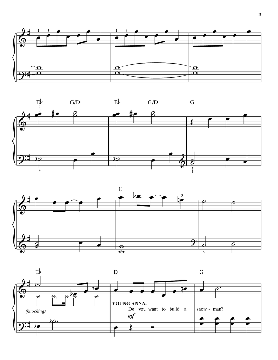 Do You Want To Build A Snowman? (from Frozen) Easy Piano scores gallery preview page 3