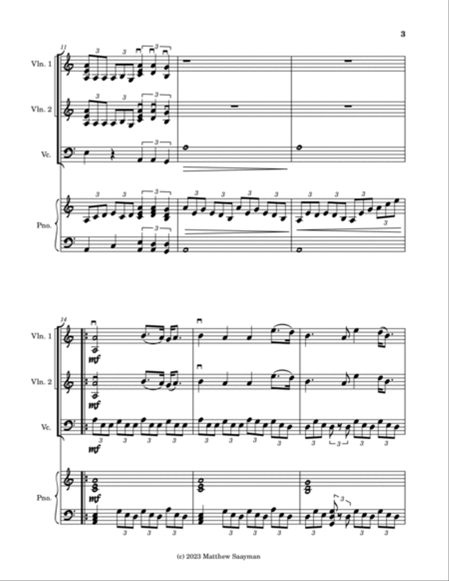 Fingal's Cave - Scottish Traditional - Violin, Piano, cello Piano Trio scores gallery preview page 3