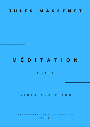 Book cover for Meditation from Thais - Viola and Piano (Full Score and Parts)