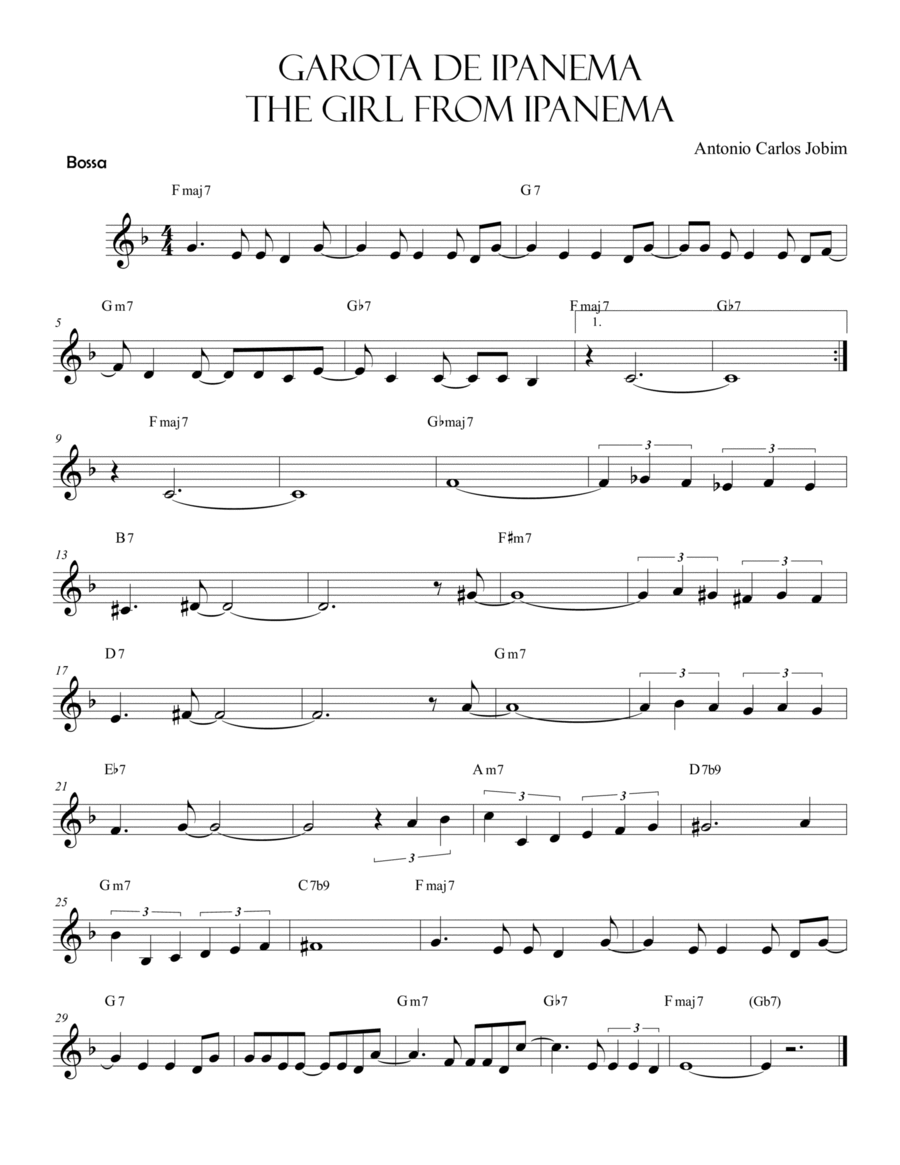 Garôta De Ipanema Garôta De Ipanema Small Ensemble scores gallery preview page 1
