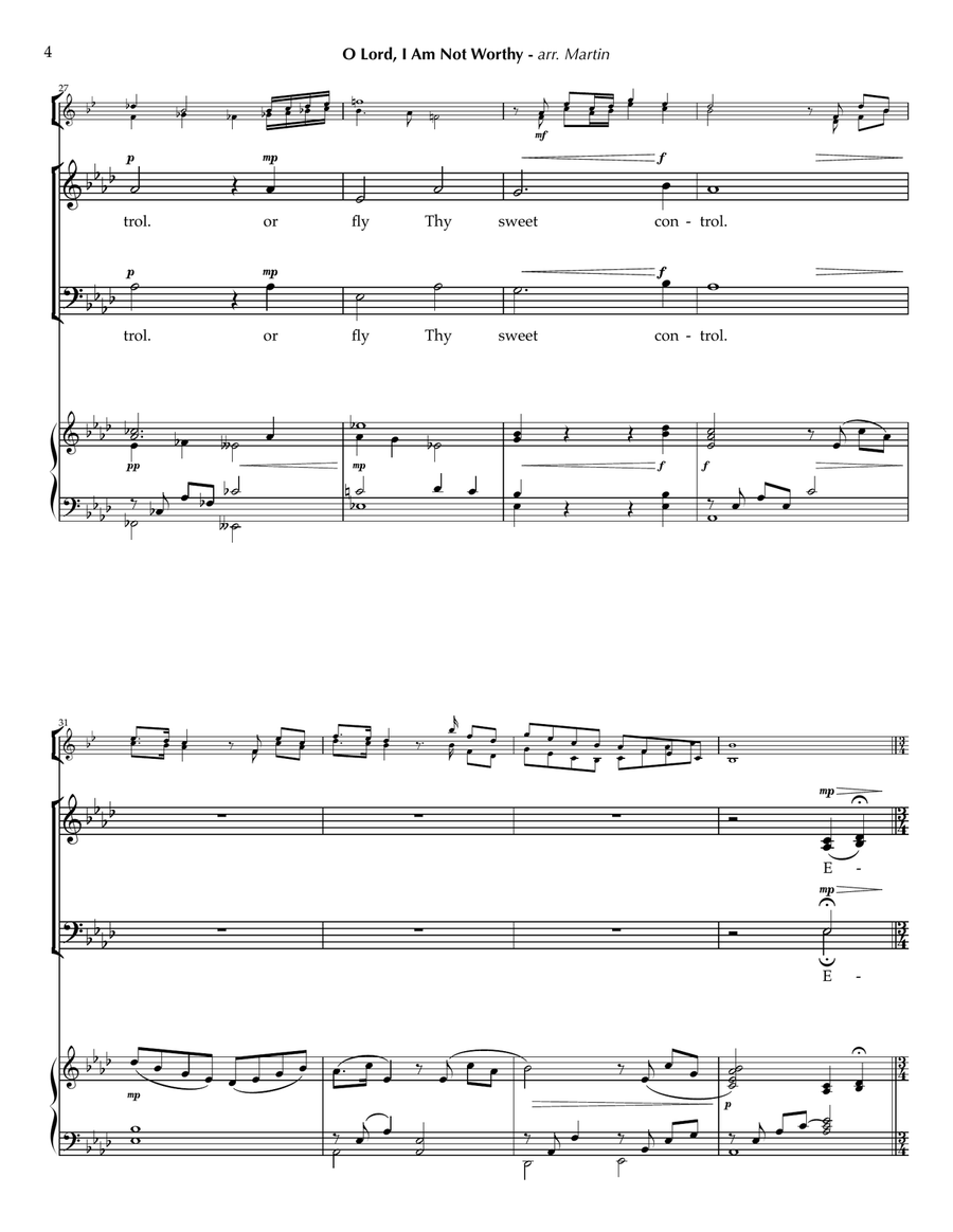 Festive Hymns: O Lord, I Am Not Worthy - NON DIGNUS 4-Part scores gallery preview page 5