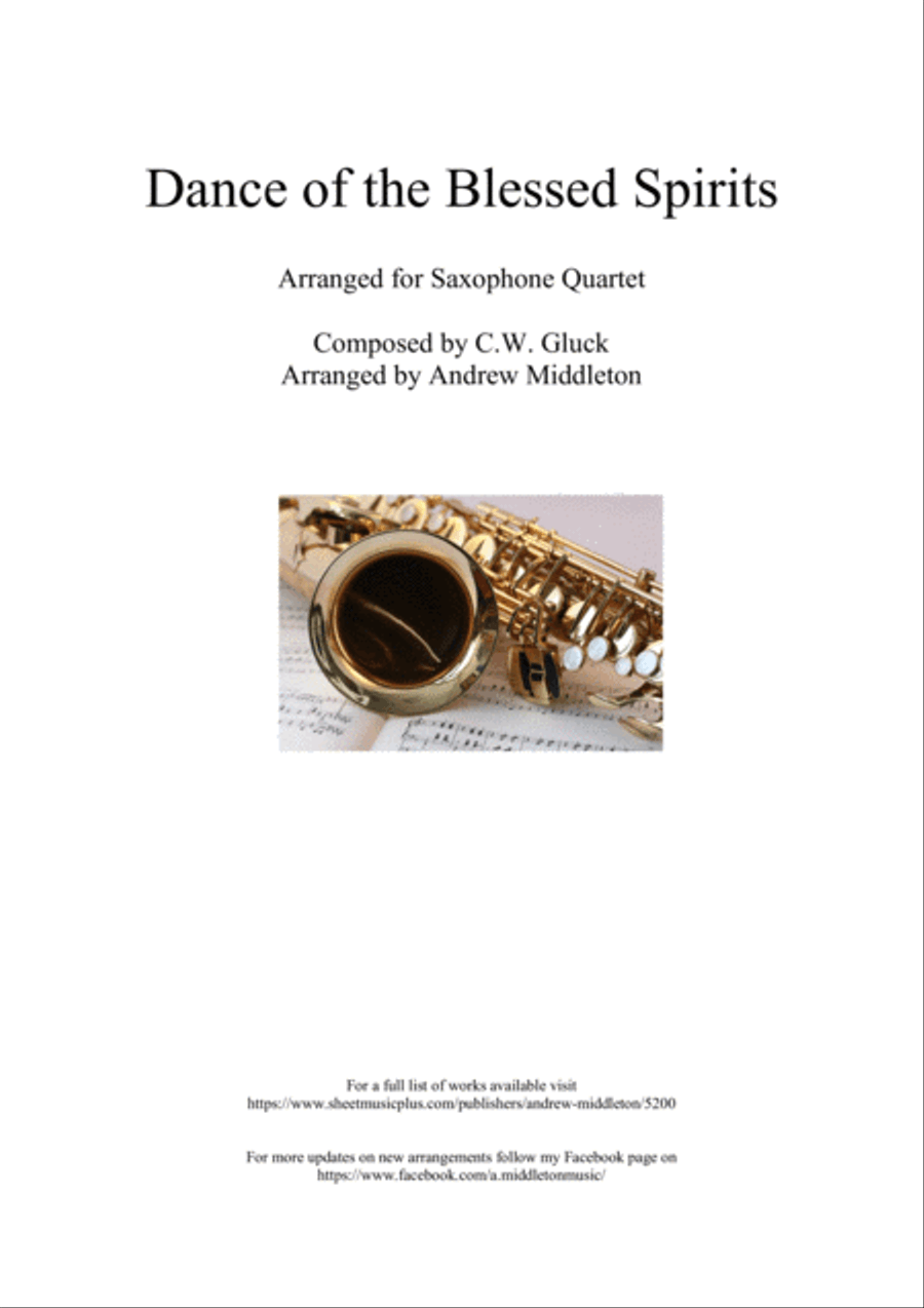 Dance of the Blessed Spirits arranged for Saxophone Quartet Saxophone Quartet scores gallery preview page 1