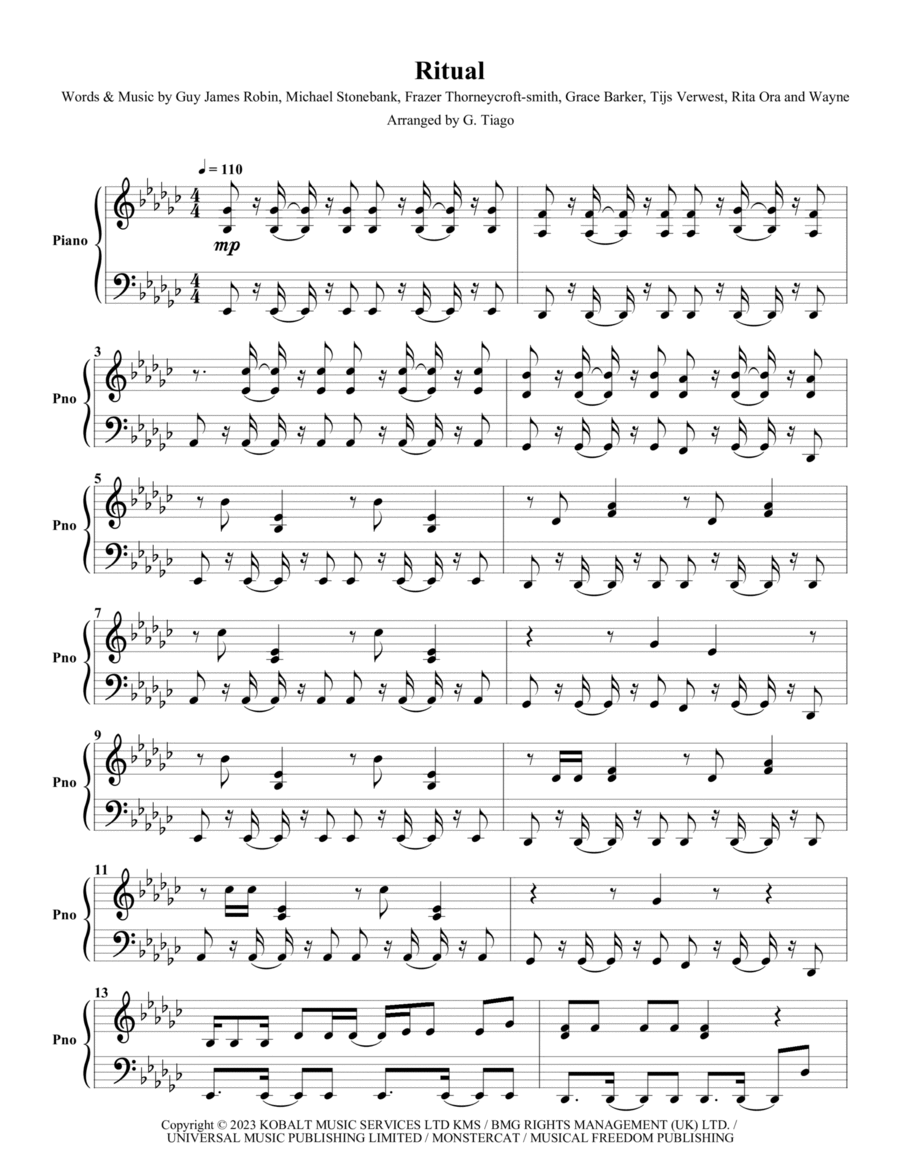 Ritual Piano Solo scores gallery preview page 1