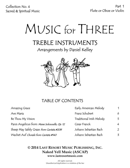 Music for Three Treble Instruments, Collection No. 4 Sacred & Spiritual Music for Trio - 58004