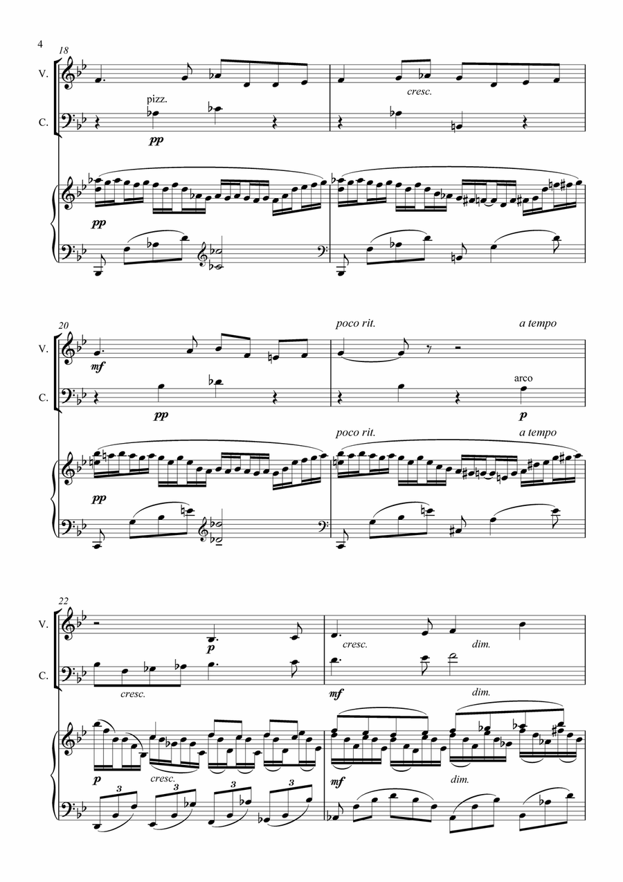Sergey Rachmaninov-Melody-Op 21 No 9-Arranged for Piano Trio by Svetlana Velichko Piano Trio scores gallery preview page 4