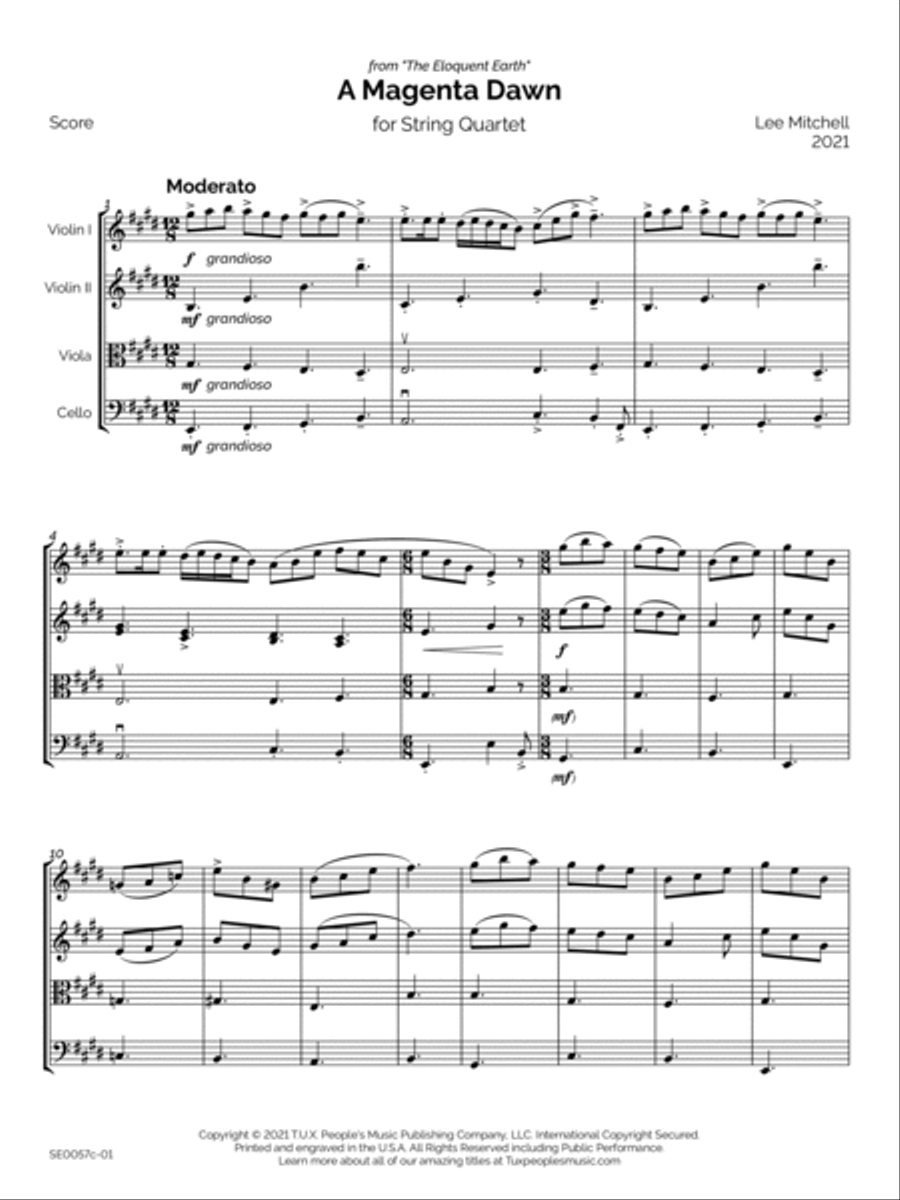 A Magenta Dawn A Magenta Dawn String Quartet scores gallery preview page 6
