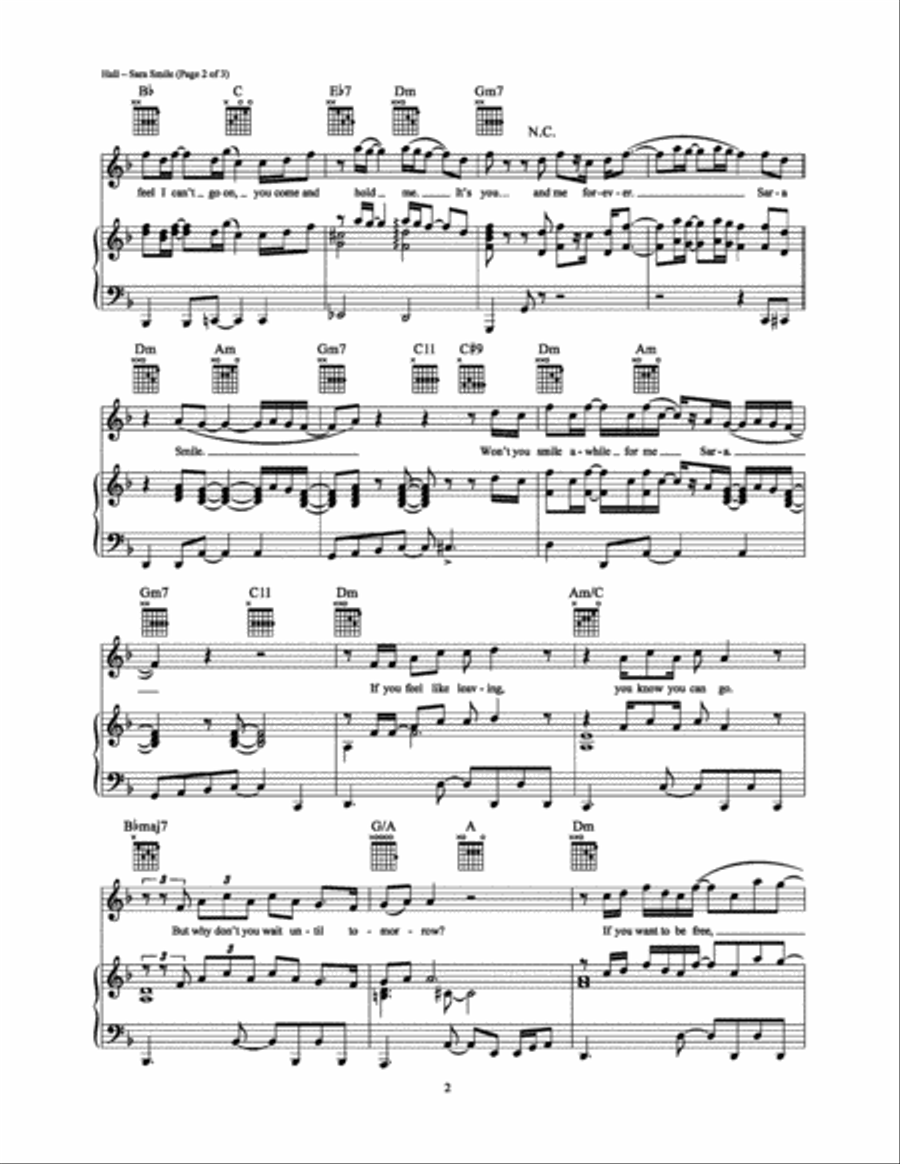 Sara Smile Piano, Vocal, Guitar scores gallery preview page 2