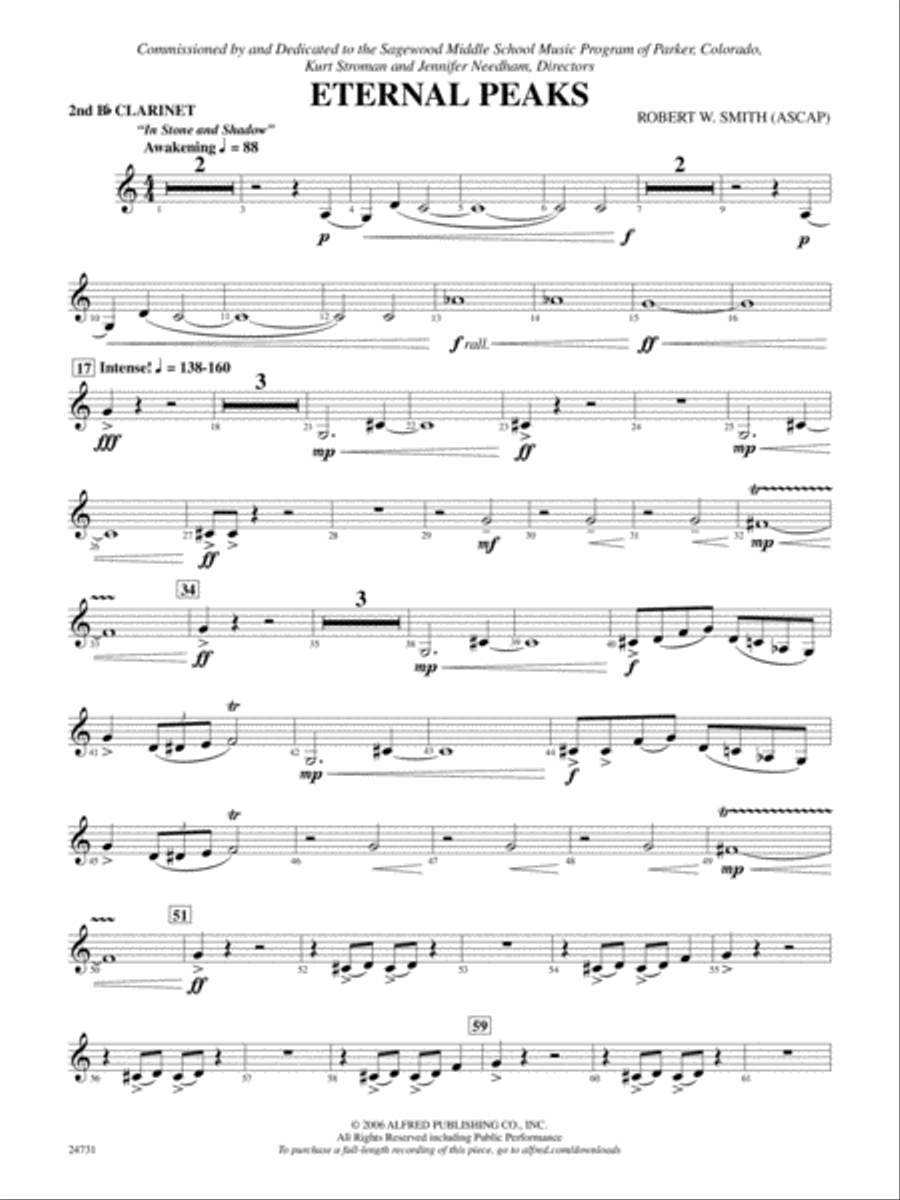 Eternal Peaks: 2nd B-flat Clarinet Concert Band scores gallery preview page 1