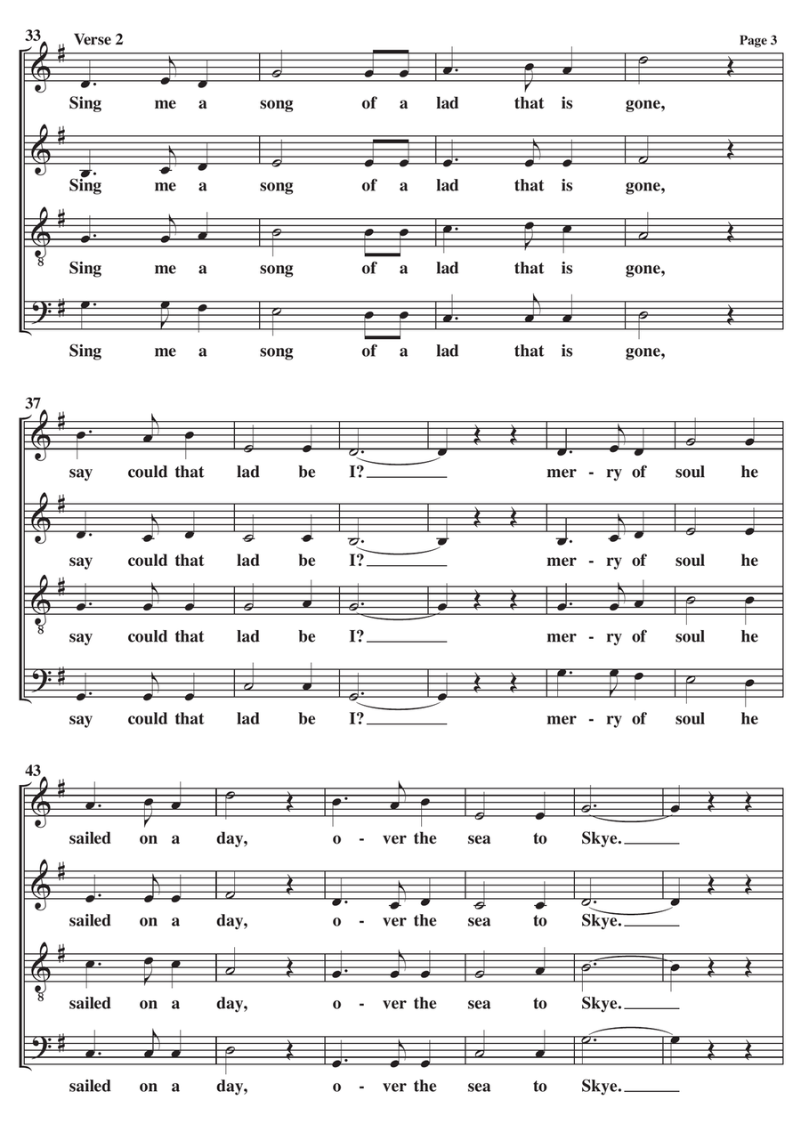 Skye Boat Song A Cappella SATB 4-Part scores gallery preview page 3