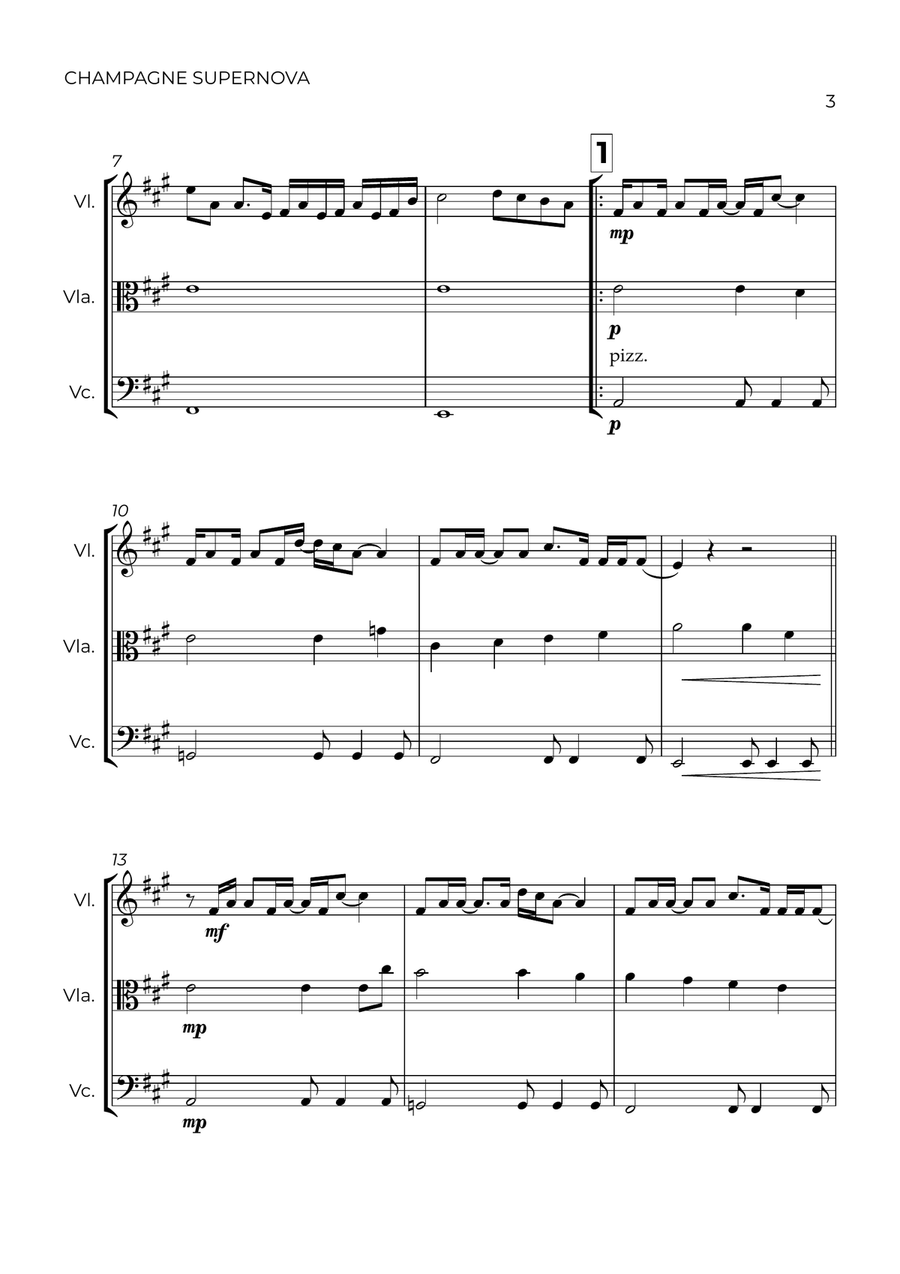 Champagne Supernova String Trio scores gallery preview page 3