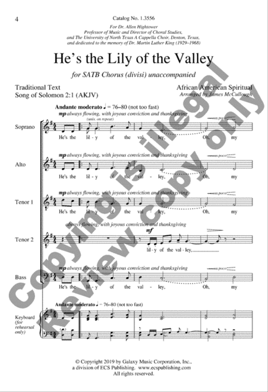 He's the Lily of the Valley Divisi scores gallery preview page 4