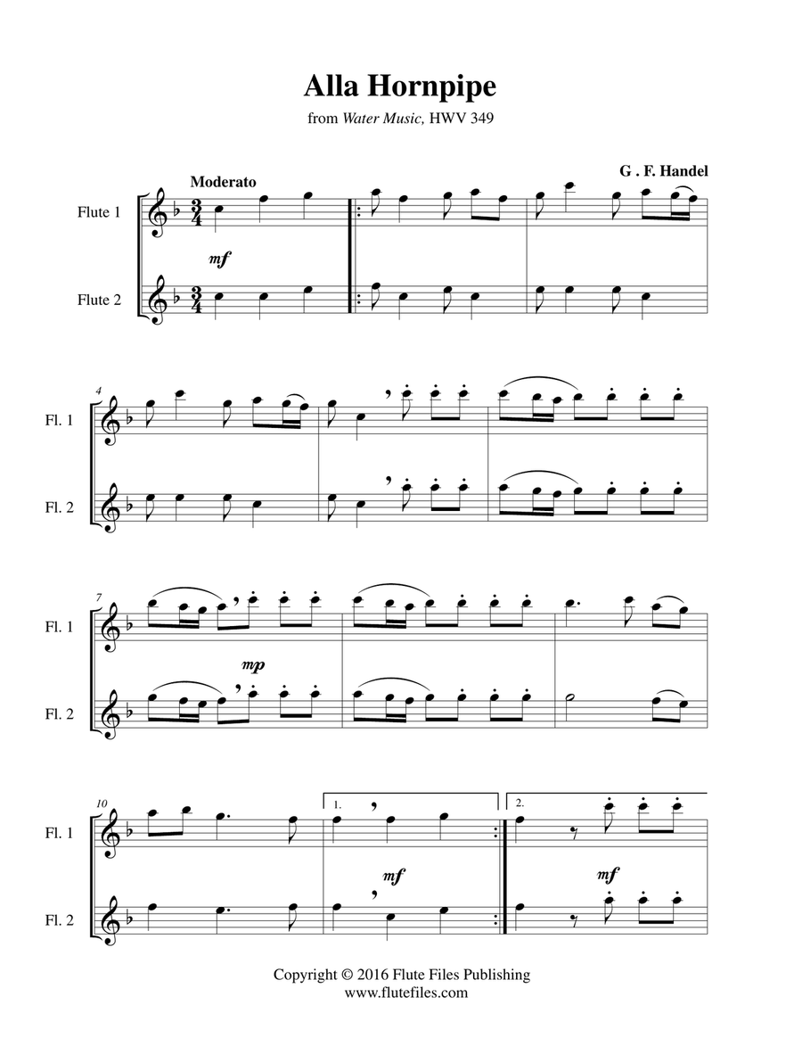 Alla Hornpipe, HWV 349 - Flute Duet Flute Duet scores gallery preview page 3