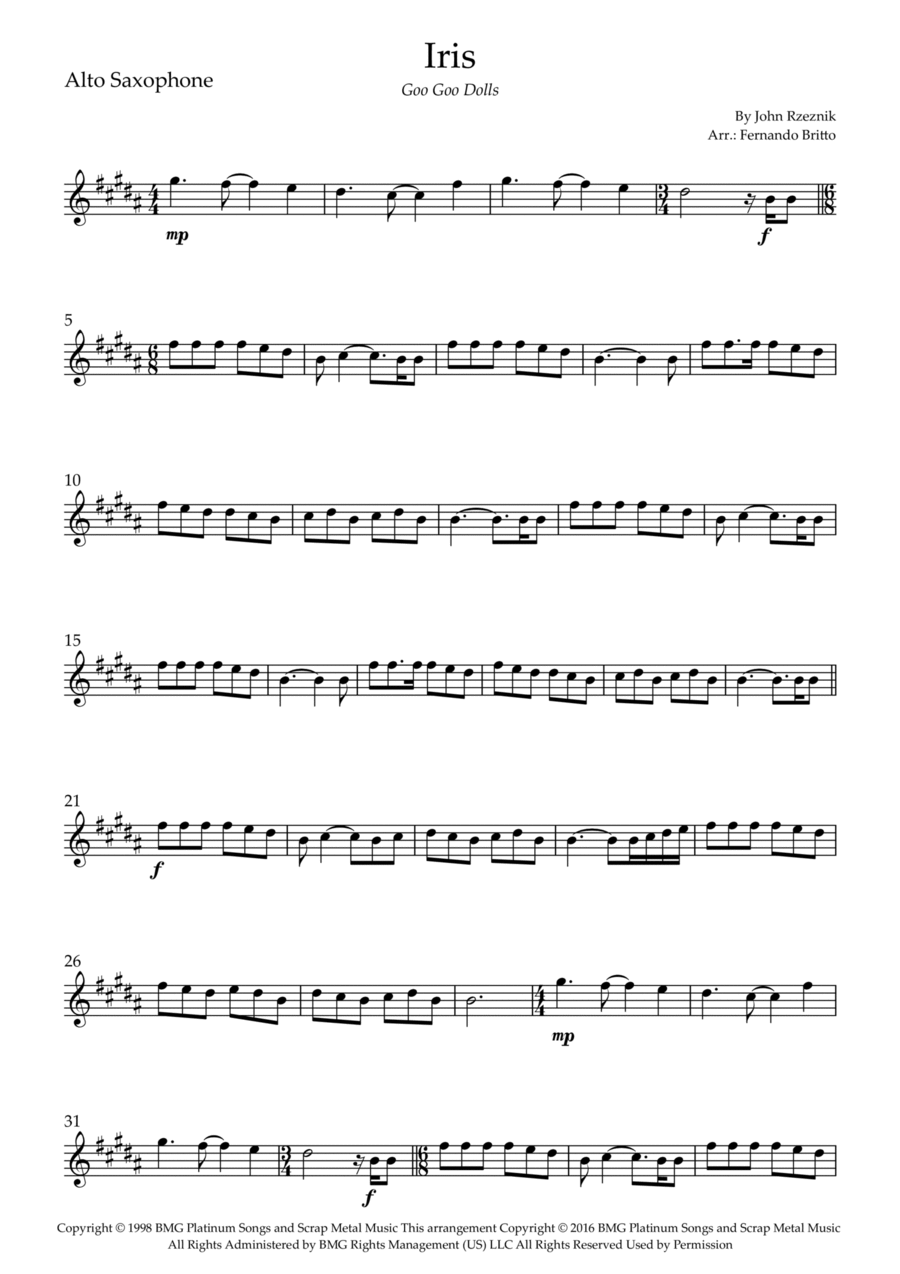 Iris Alto Saxophone scores gallery preview page 1