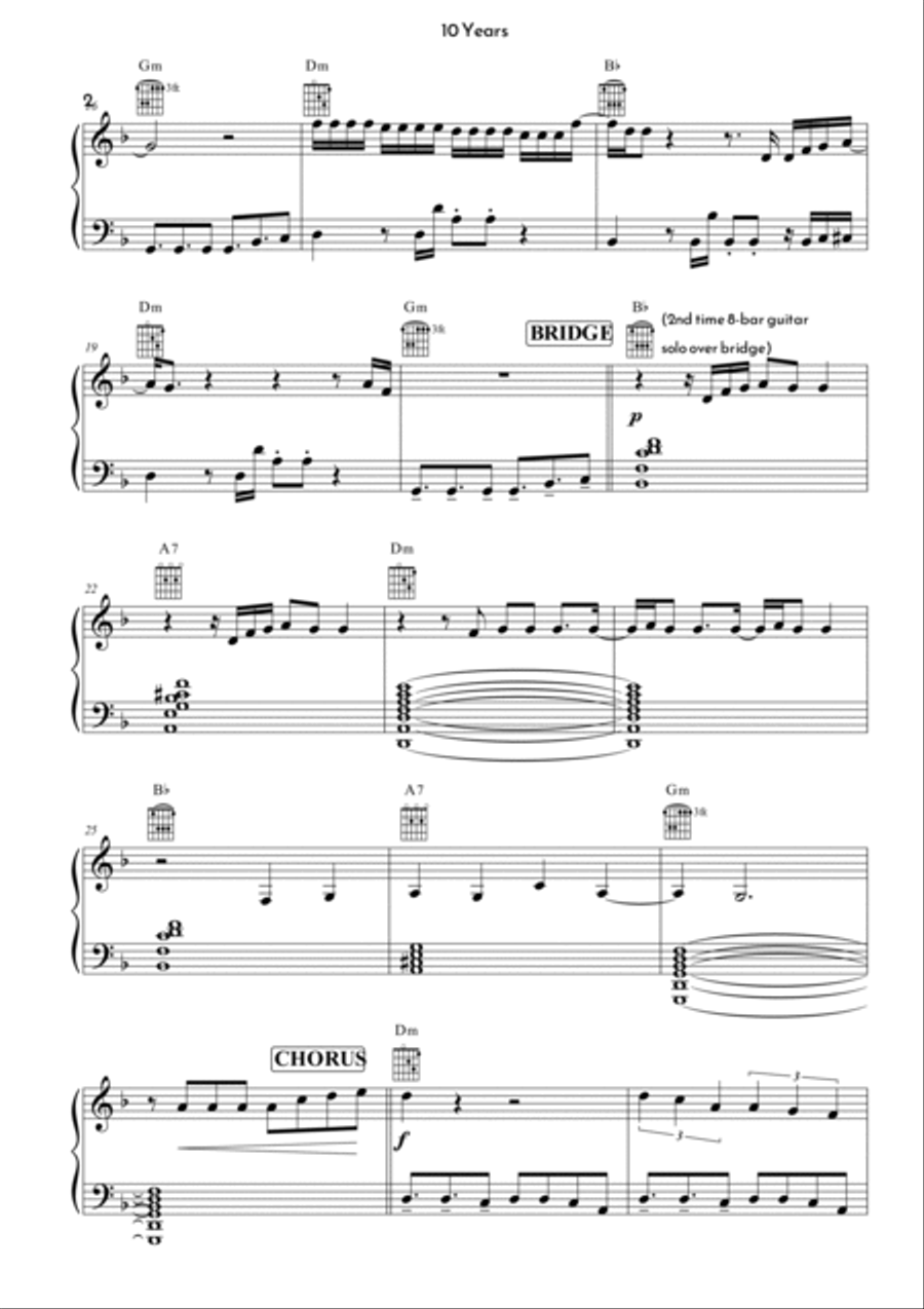 10 Years 10 Years Piano, Vocal, Guitar scores gallery preview page 2