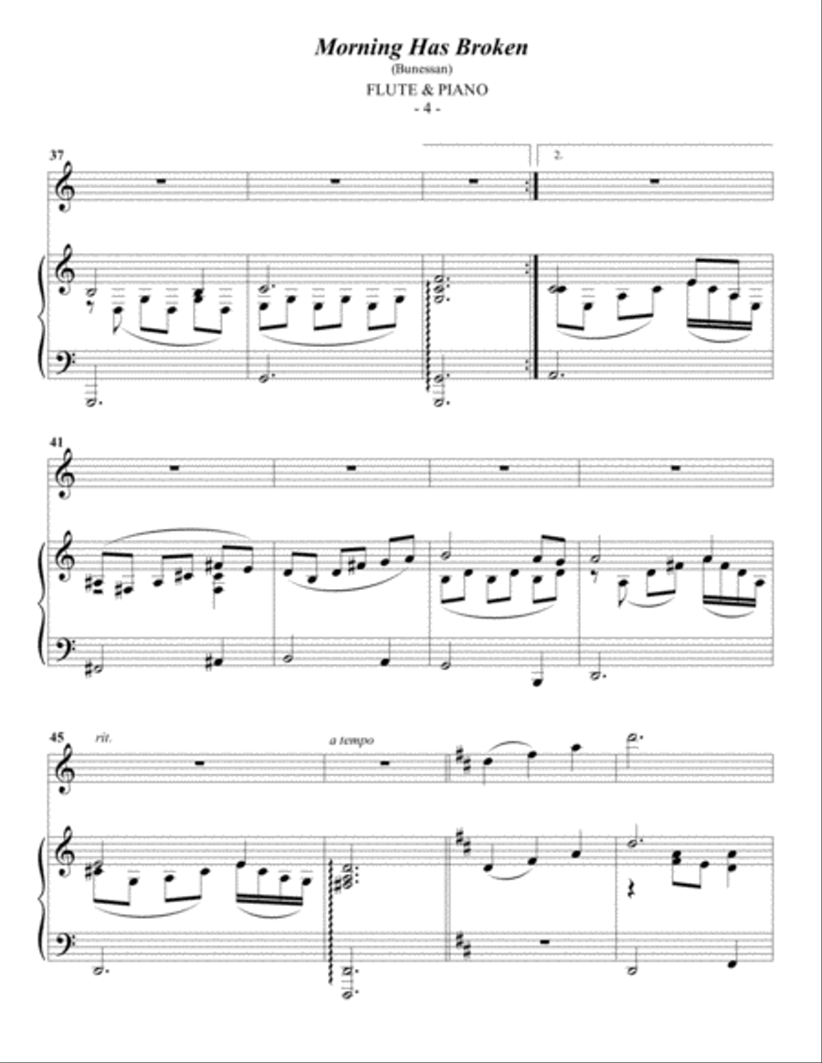 Morning Has Broken Flute Solo scores gallery preview page 4